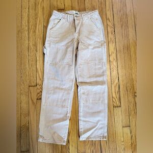 Free People Beige/Tan Moto Boyfriend Jeans